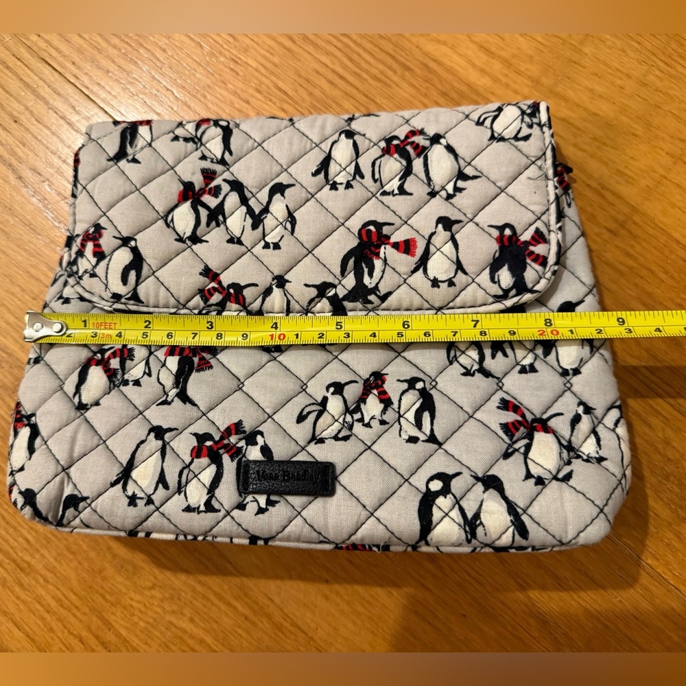 Vera Bradley 5 Brush Makeup Cosmetic Bag Playful Penguins Gray - Picture 3 of 7